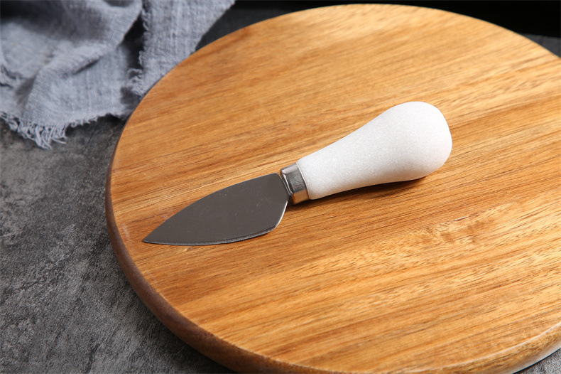 3-Piece Stainless Steel Cheese Knife Set with White Ergonomic Handles – Fork, Spreader, and Slicer